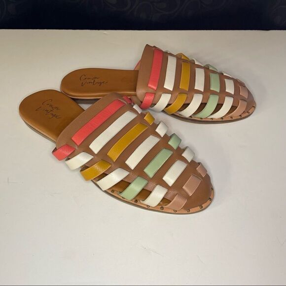 Crown Vintage Multi Color Slip On Sandals size 6.5 - Picture 2 of 8